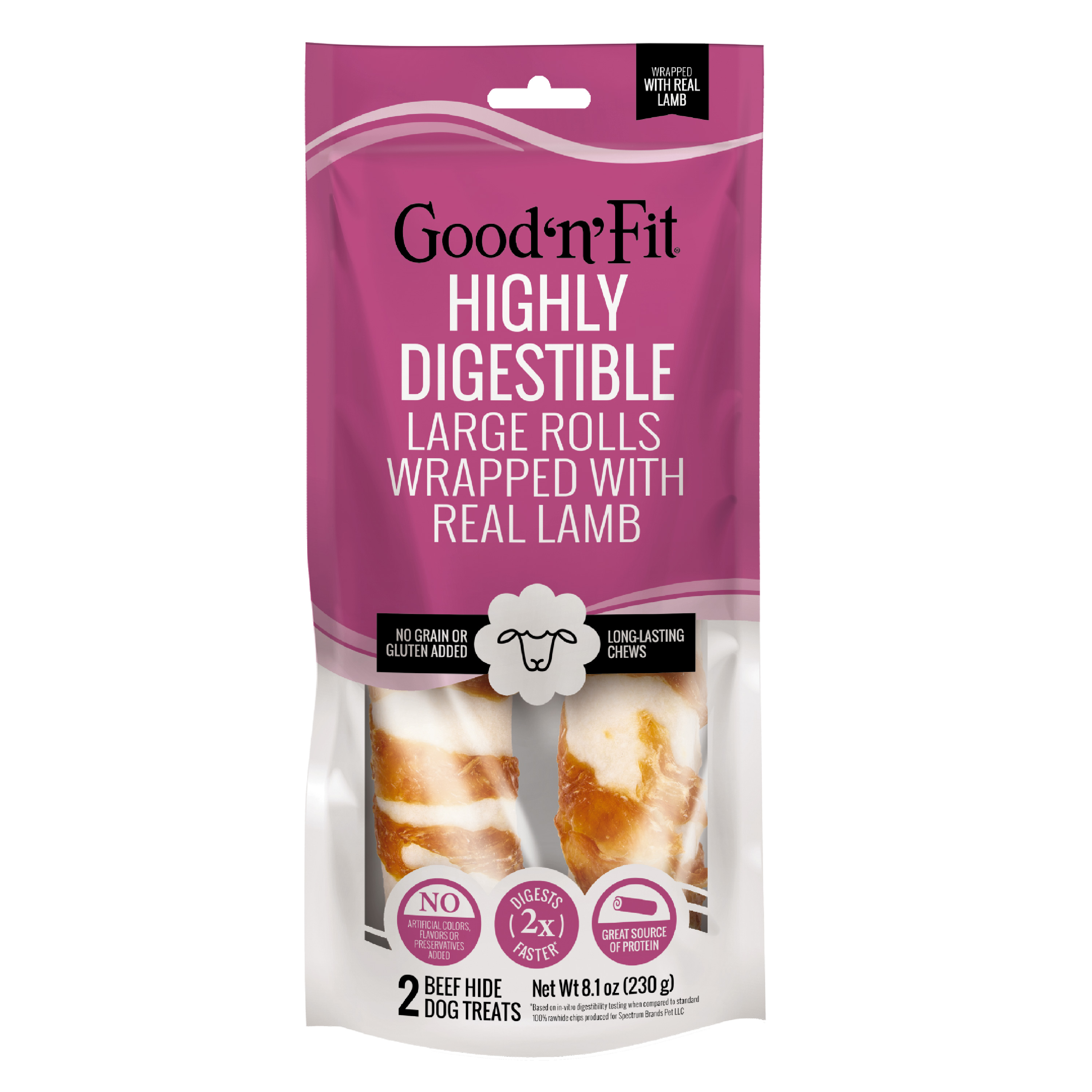Good n Fit Large Rolls Wrapped With Real Lamb 2 Count Long